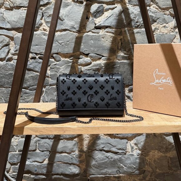 Christian Louboutin Black Leather Embellished Paloma Shoulder Bag - Picture 1 of 16